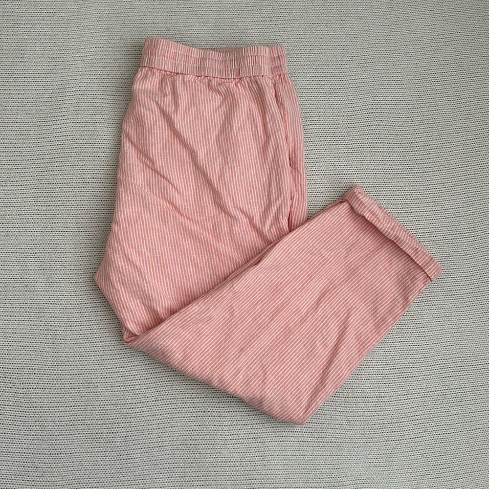 J. Crew Coral Striped Linen pants 14